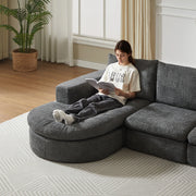 Divano Modulare Angolare con Chaise Longue ¨C MINIMAL ¨C Chenille, Senza Montaggio