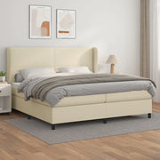 Giroletto a Molle con Materasso Crema 200x200 cm in Similpelle