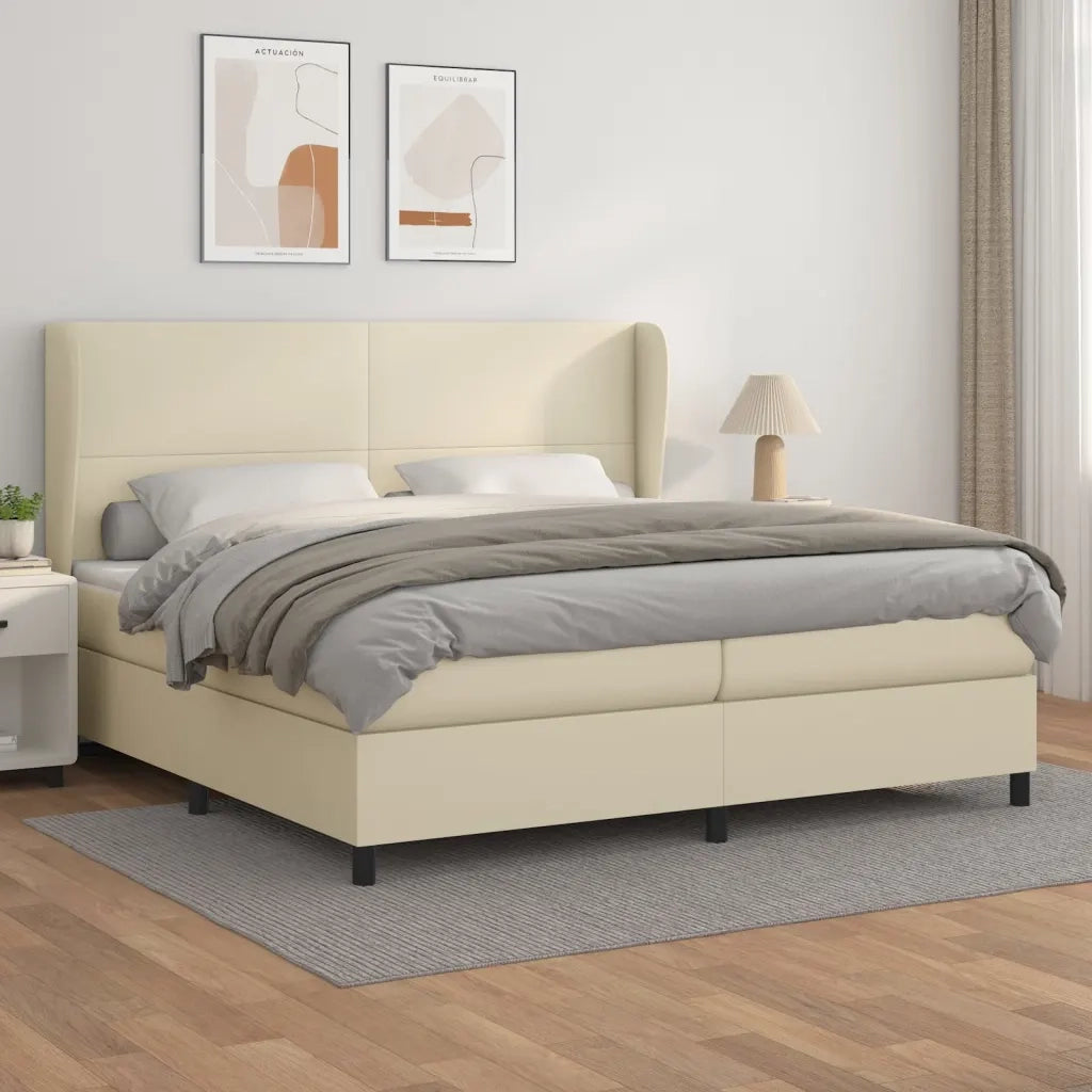 Giroletto a Molle con Materasso Crema 200x200 cm in Similpelle