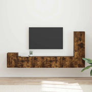 Set mobile TV 3 pz-Credenza per TV Rovere fum¨¦ Legno multistrato 243486