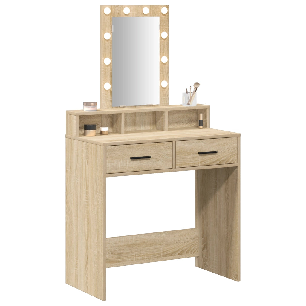Tavolino toelettatura  con luci LED Rovere Sonoma 79x41x140 cm
