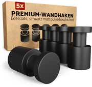 Set di asciugamani da parete da 5 - design senza tempo - nero - acciaio inossidabile