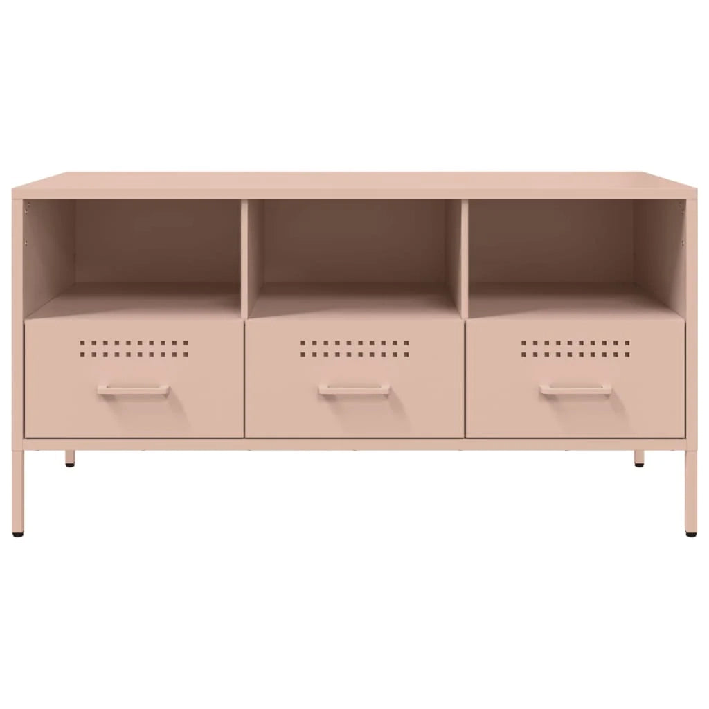 Mobile TV multimediale mensola TV credenza TV sala da pranzo soggiorno camera da letto rosa 100,5 x 39 x 50,5 cm acciaio rosa 02_0028281