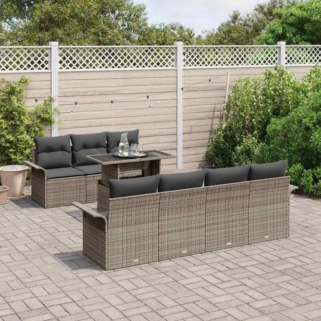 Set Divano da Giardino 8 pcs Grigio Rattan in Polipropilene 3356962