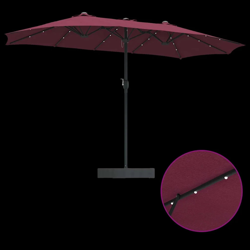vidaXL Ombrello da giardino Rosso bordò 385 x 209 x 244 cm Tessuto