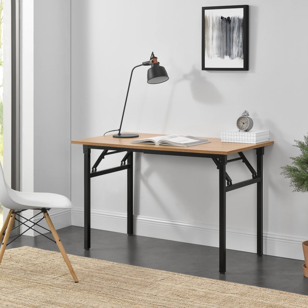 Tavolo Pieghevole Scrivania con Piano 120x60 cm color Faggio / Nero [neu.haus]