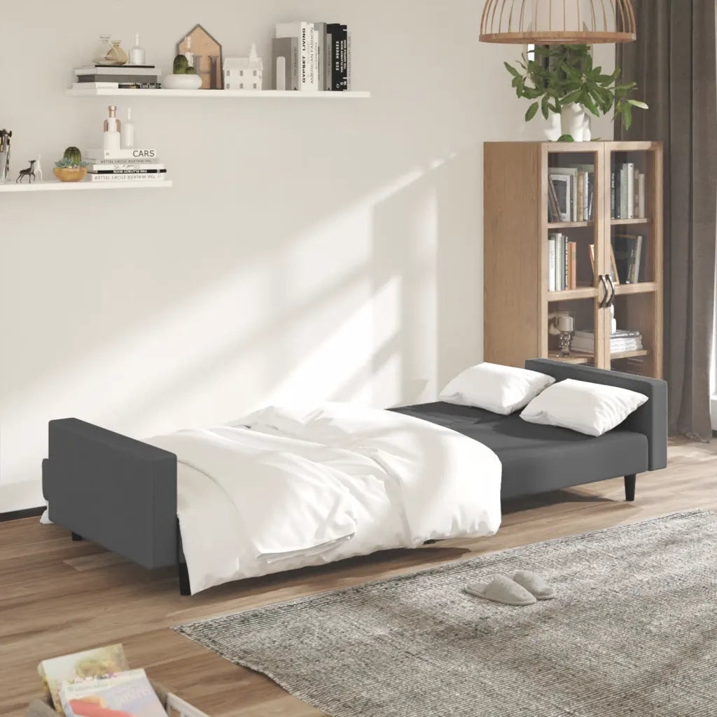 Divano letto | Sof¨¤ letto | Letto singolo a 2 Posti Grigio Scuro in Velluto
