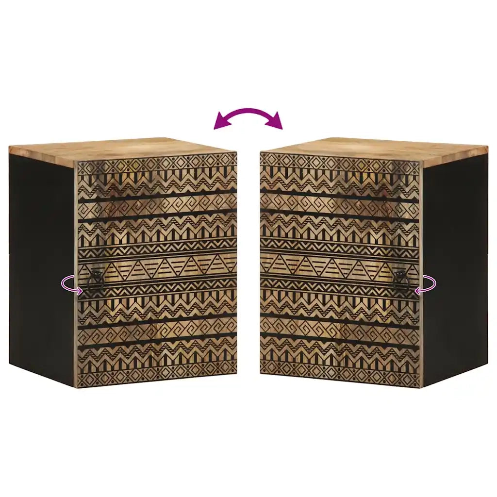 Mobile Pensile da Bagno Nero 38x33,5x48 cm Legno Massello Mango 4018648