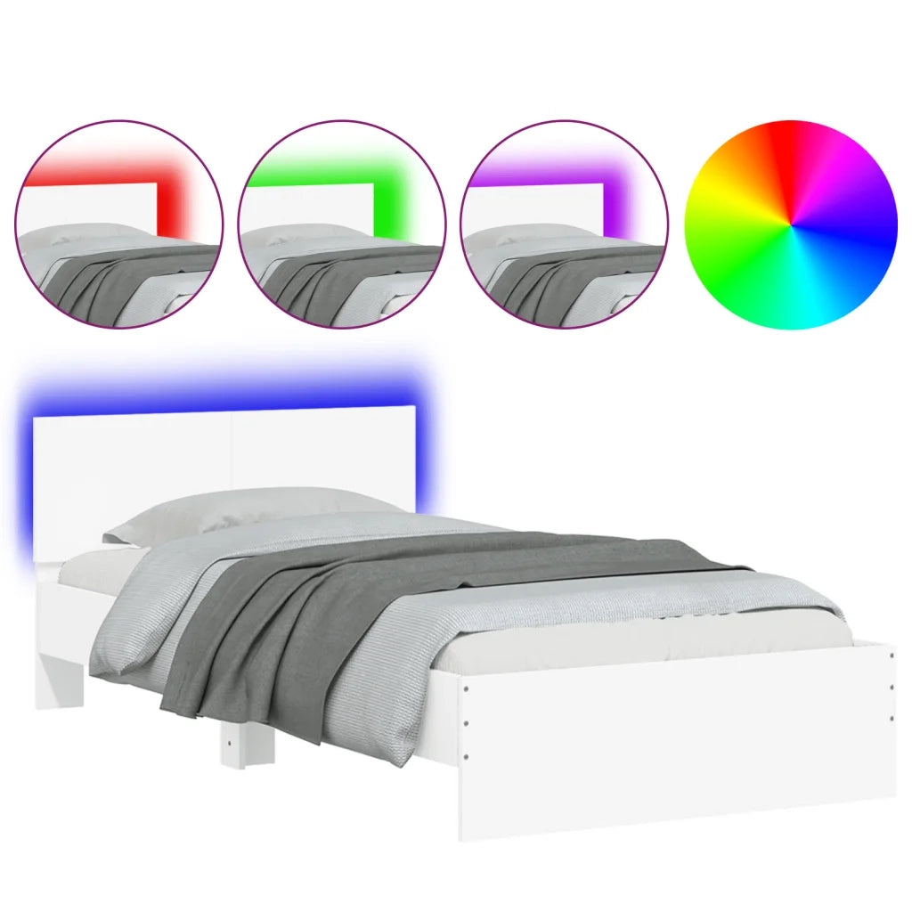 Giroletto con Testiera e LED Bianco 100x200 cm 838799