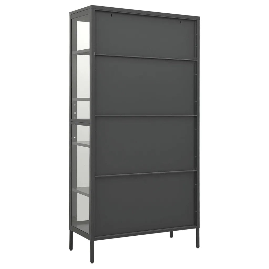 Vetrina Antracite 90x40x180 cm in Acciaio e Vetro Temperato 336081