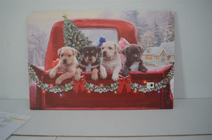 Quadro con led legno cani multicolor rettangolare cm 60x40xh1,8