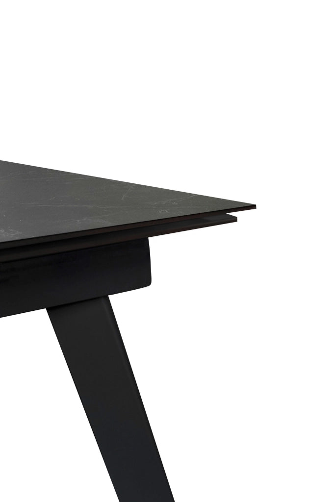 Tavolo Allungabile Nicolas 90x140/200x76 cm Top in Gres Marmo Nero