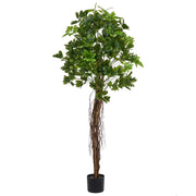 Magnolia artificiale in vaso in materiale sintetico verde e rosa 70 cm Accessorio decorativo per interni
