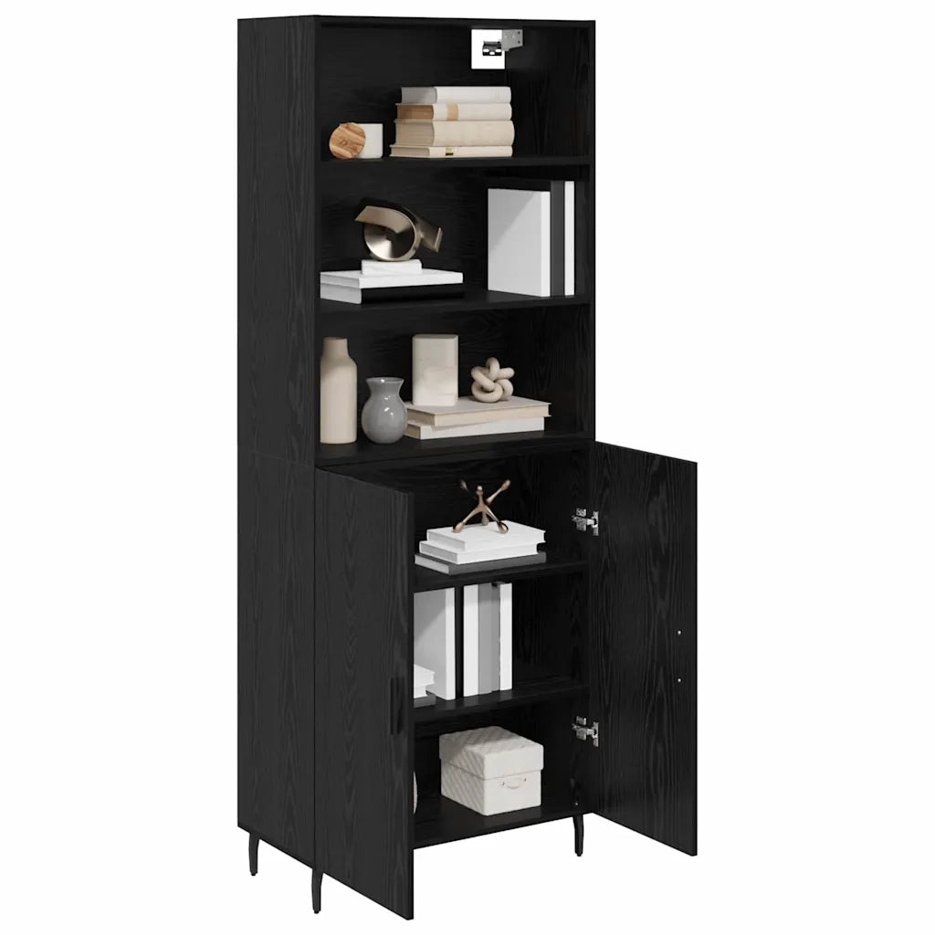 Credenza-Buffet-Armadio da cucina Rovere Nero 69,5 x 34 x 180 cm 571735