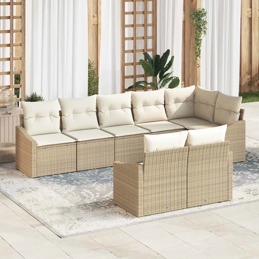 Set di divani con cuscino 8 pcs Beige polyrattan 3346771