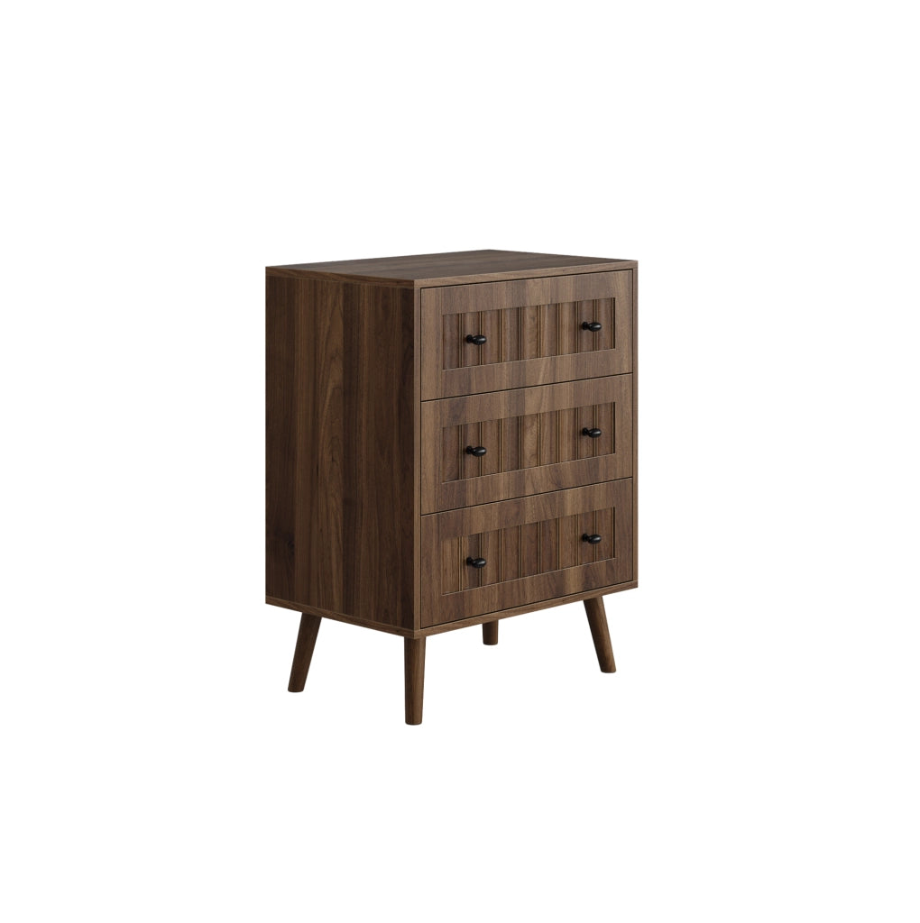 Cassettiera a 3 cassetti in MDF; 60 x 40 x 79 cm; colore noce; maniglie nere