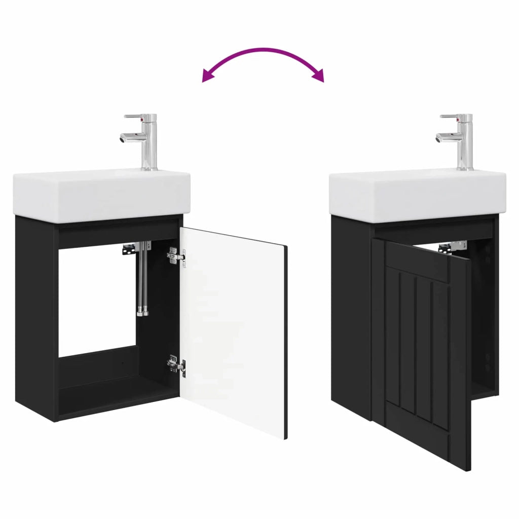 Mobile bagno con rubinetto Nero 45,5 x 25,5 x 84 cm