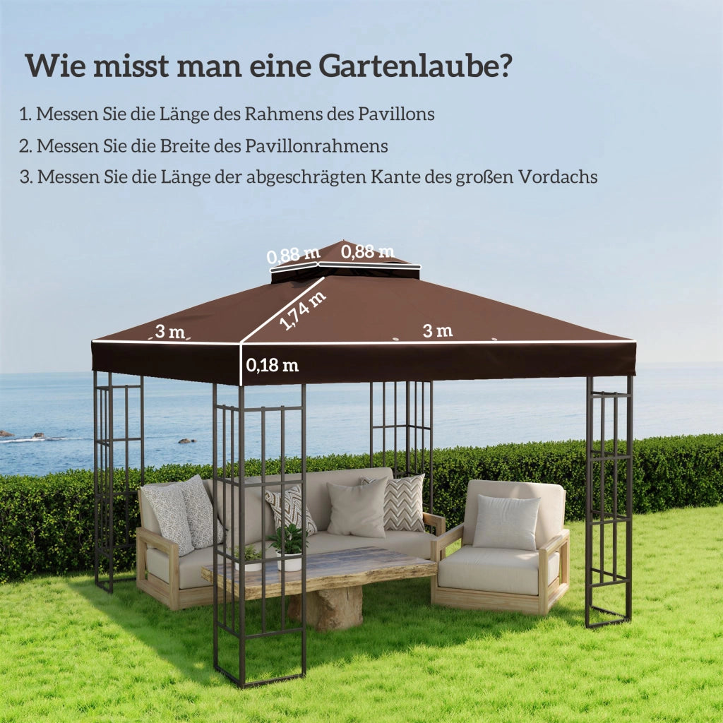 Tenda da giardino ¨C zephmum ¨C 3x3 m, UPF30+, grigio