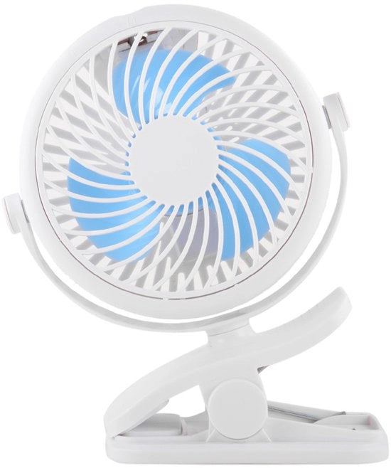 Ventilatore portatile per ufficio, mini-ventilatore con clip, ventilatore portatile per bambini con tre velocità, ventilatore portatile USB con tre velocità - bianco