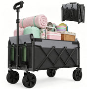 Carrello pieghevole con ruote girevoli e manico regolabile per spesa e campeggio in acciaio nero 74×46×96.5 cm