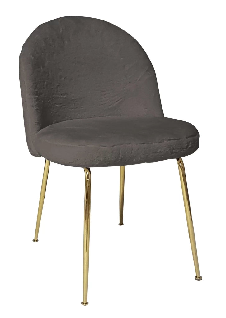Set 2 sedie in tessuto grigio con gambe in ottone
