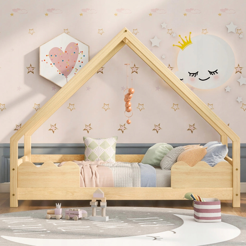 Letto singolo per bambini in legno naturale - Xylo - 90x200 cm