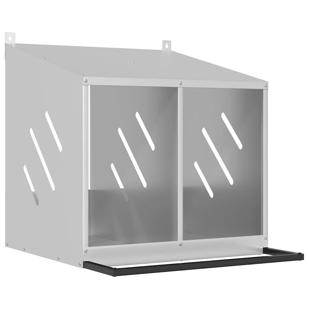Nido per Polli con 2 Scomparti in Metallo Galvanizzato Argento CFW4137105