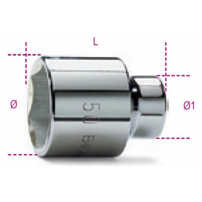 BETA Chiave Bussola Bocca Esagonale Acciaio Cromato - Uni-ISO 2725 din 3124 - 928-a mm 41