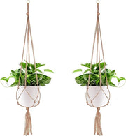 Sostegno per Vaso di Fiori con Chiave in Cesto di Rete a Mano Fatta in Cotone - 104 cm, 4 Gambe
