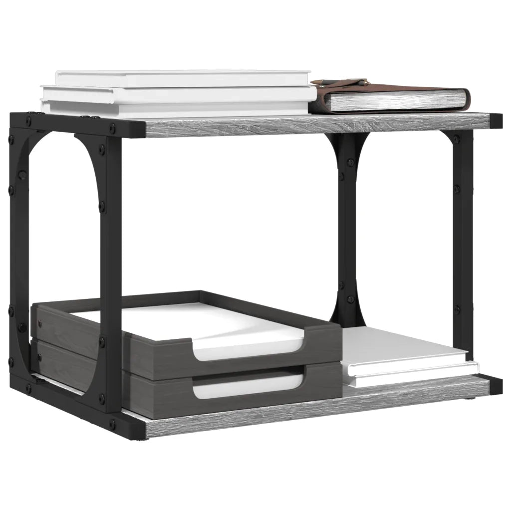 Supporto Stampante 2 Piani Grigio Sonoma 41x28x33,5 Multistrato 842274