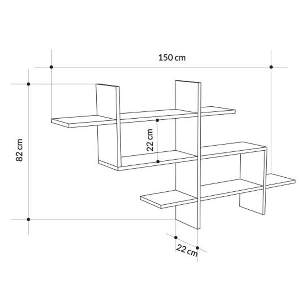 Mensola Libreria 3 Ripiani Geometrica in Legno Salvaspazio 150x82x22 cm Bianco