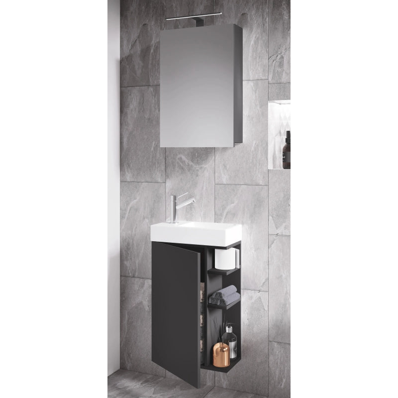 Forma di Ezooza Mobile Sospeso con lavabo in ceramica di alta qualità ed armadietto a specchio, Antracite ,