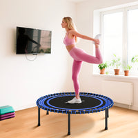 Trampolino Elastico Fitness Ø114x31 cm a 36 Corde in Acciaio e PP Blu