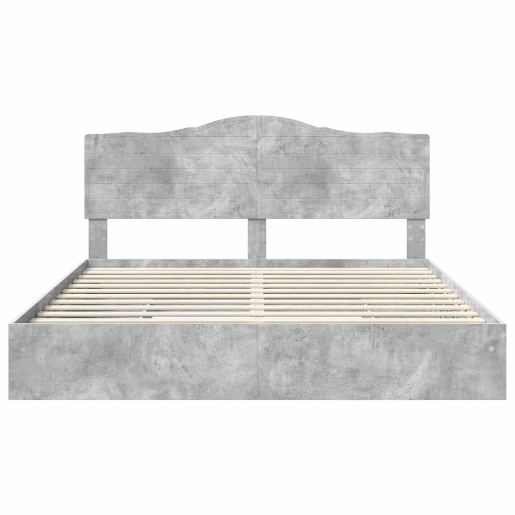 Letto con Contenitore con testiera Grigio cemento 200 x 200 cm 3413474