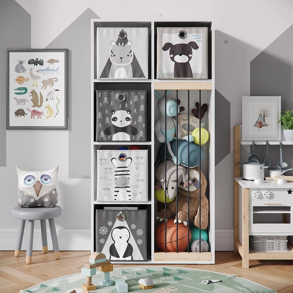 Libreria bambini Marvin, Bianco, 72 x 143 cm, adatto per riporre giocattoli e libri