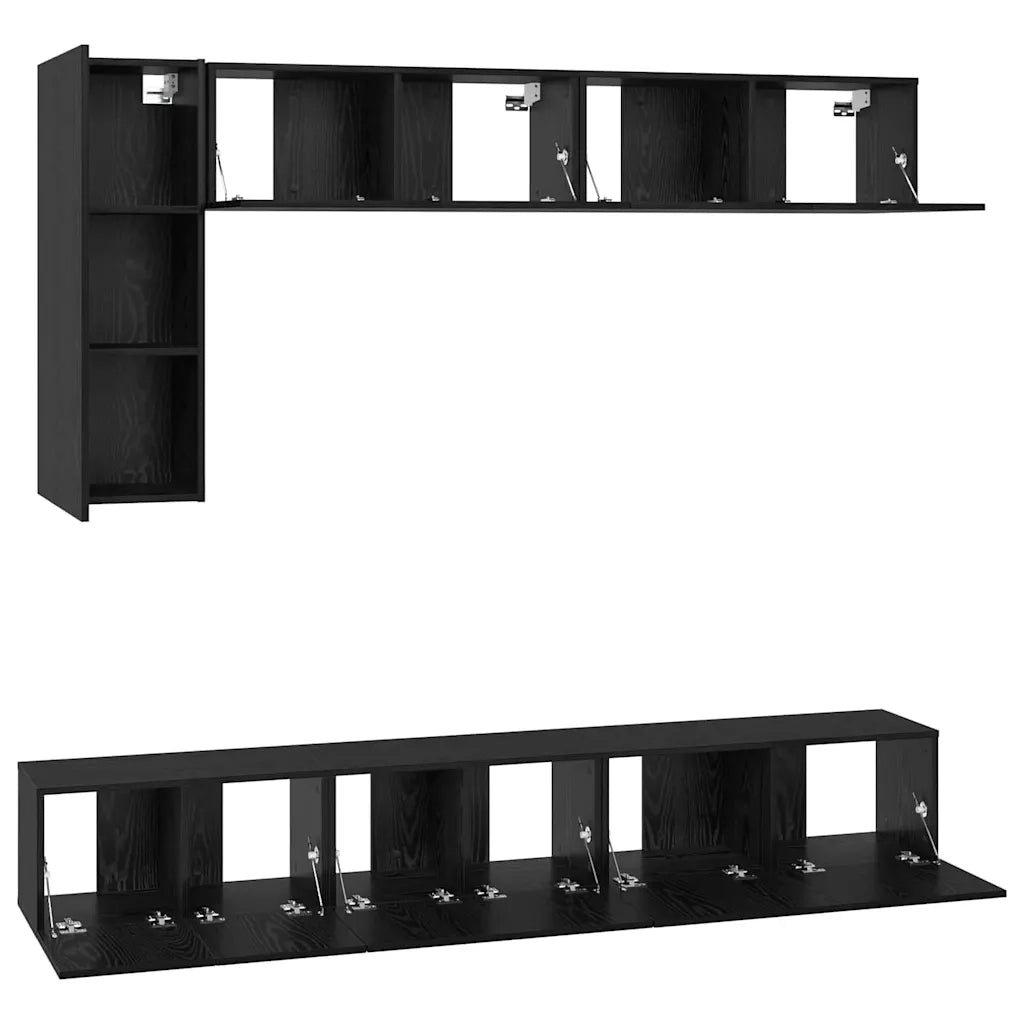 vidaXL Set mobile TV 6 pcs Rovere nero 30.5 x 30 x 90 cm