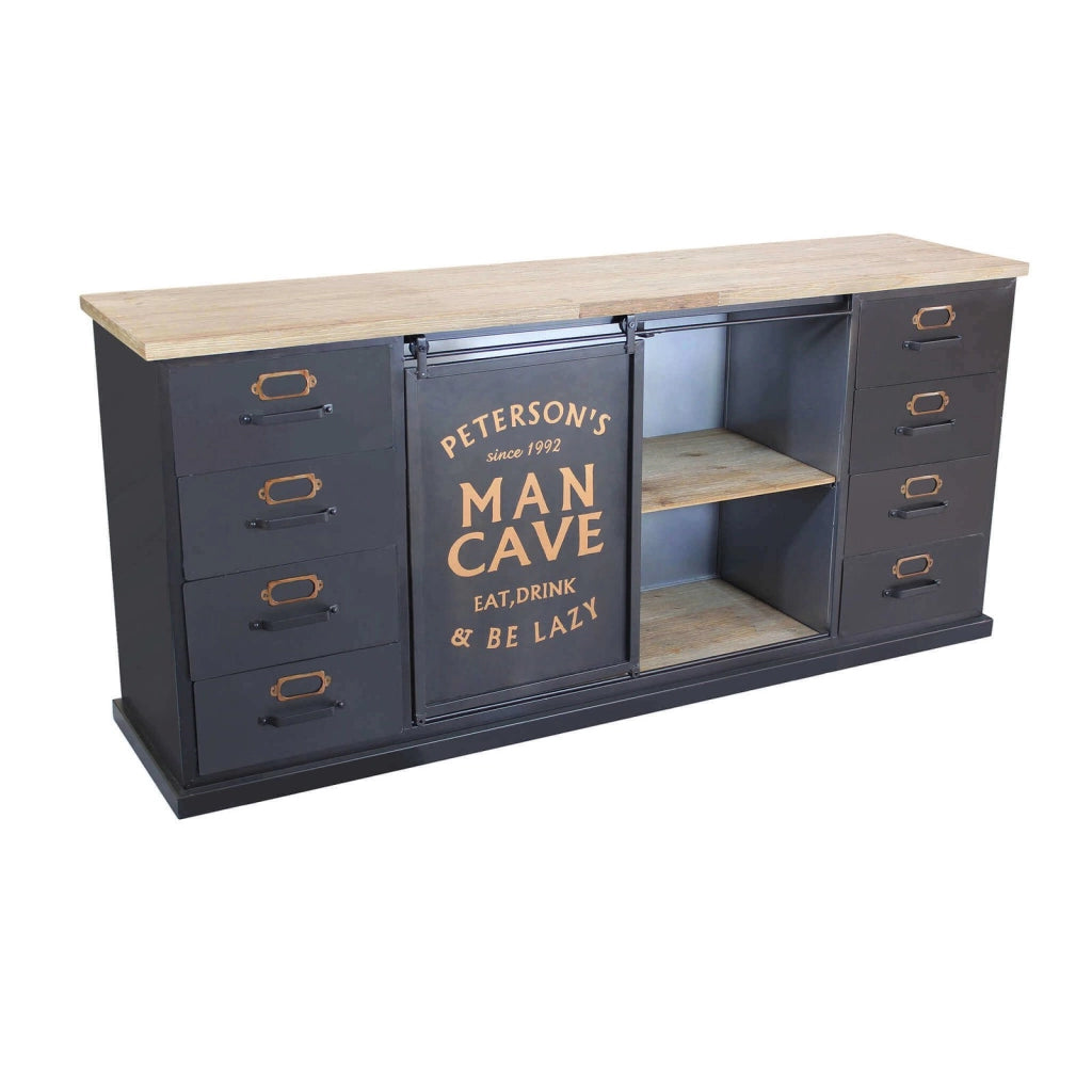 Madia Industrial in Acciaio Legno cm 164 5x40x74 5 - QUINTON