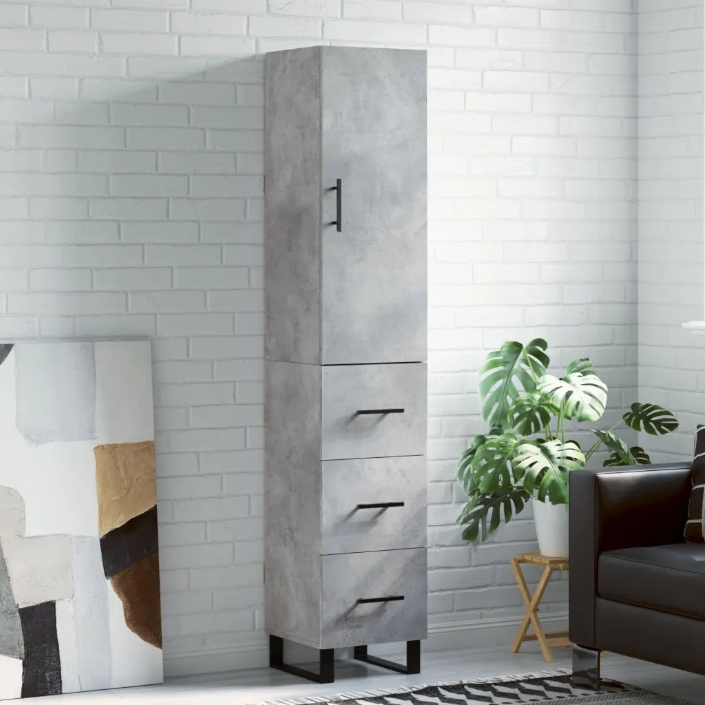 Credenza-Buffet-Armadio da cucina Grigio Cemento 34,5x34x180 cm in Legno Multistrato 793866