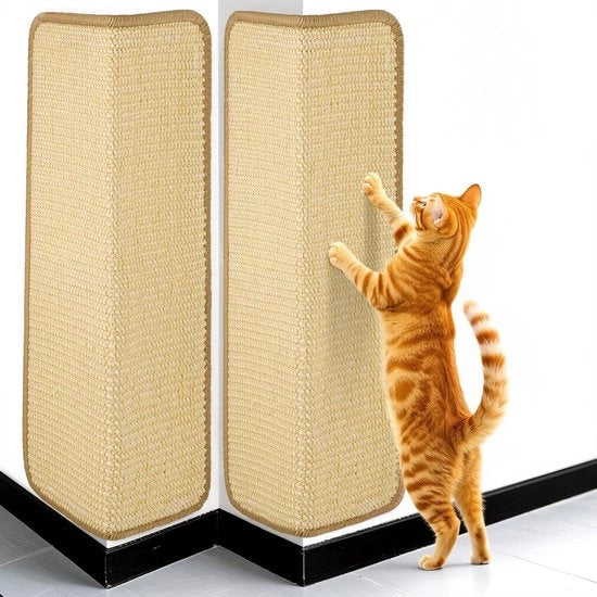 Set di 2 Gomme da Sdraio - 50 x 25 cm - Gomme da Sdraio in Sisal - Protegge Tappeti e Divani - Con Adesivo a Doppia Faccia - Beige