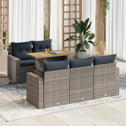 Set Divano da Giardino 6 pz con Cuscini Grigio in Polyrattan 3326994