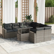 vidaXL Set Divano da Giardino 9 pz con Cuscini Grigio in Polyrattan