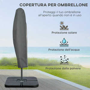 Ombrellone Decentrato Ø292x247 cm con Base a Croce Riempibile e Copertura Caffè