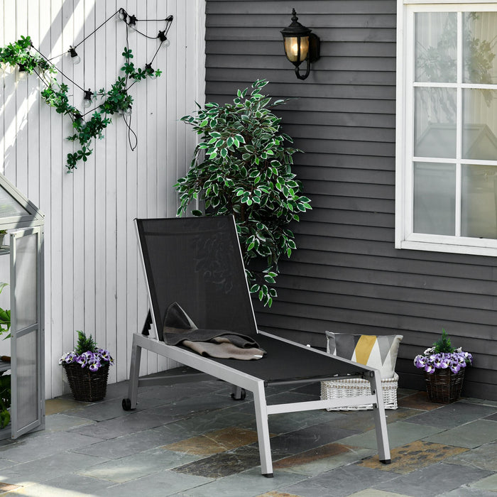 Lettino Prendisole da Giardino in Textilene 169x65x102 cm  UV-A Grigio