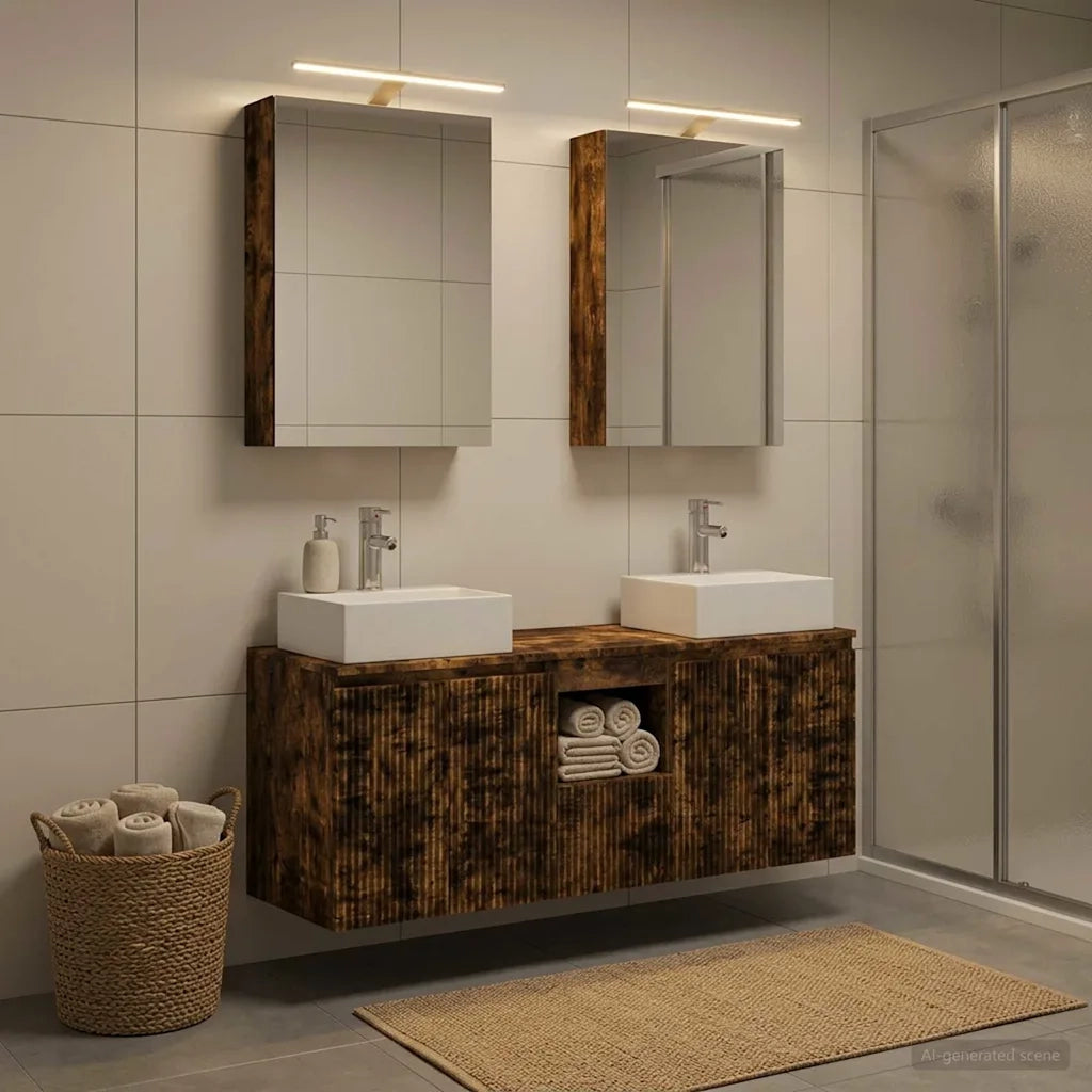 Set di Armadi da Bagno 5 pcs Rovere Fumo Legno ingegnerizzato 3406395