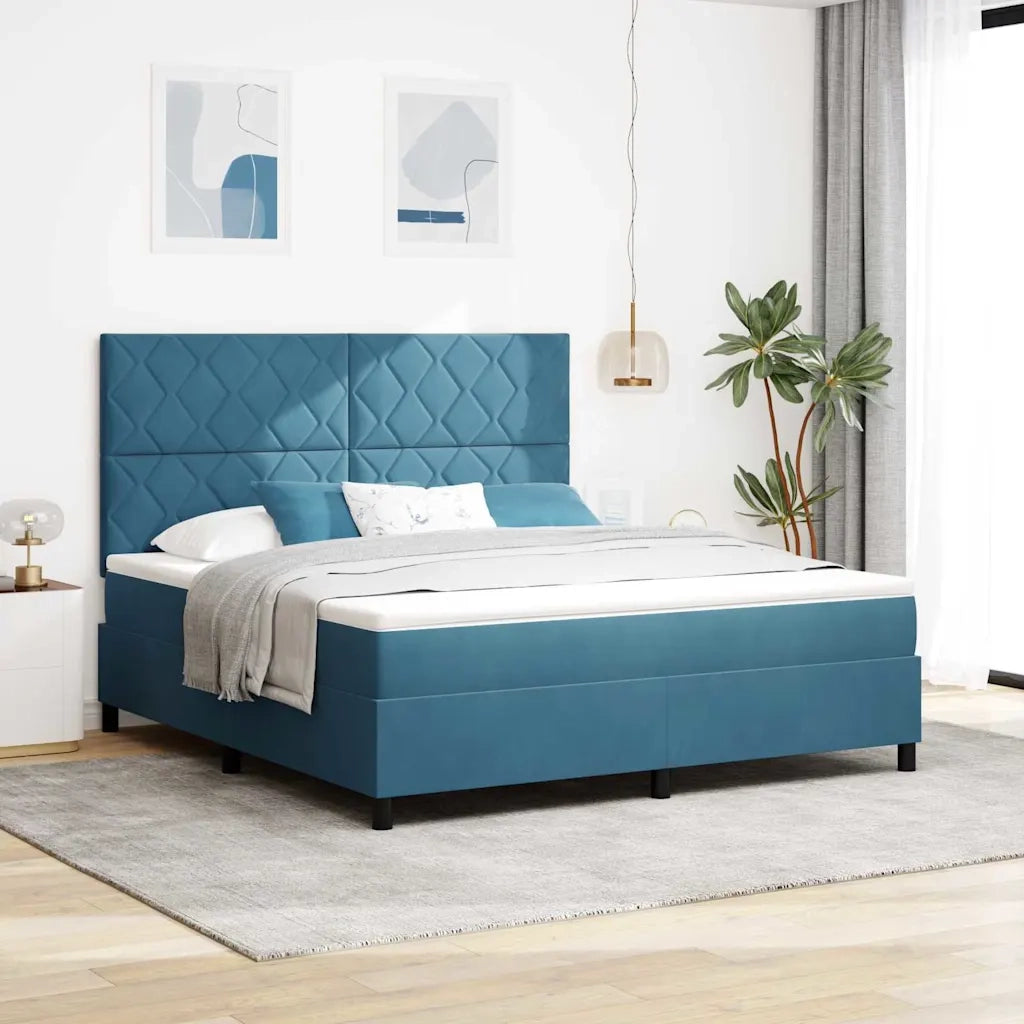 Letto a molle con materasso Blu Scuro 180 x 200 cm Velluto 3339918