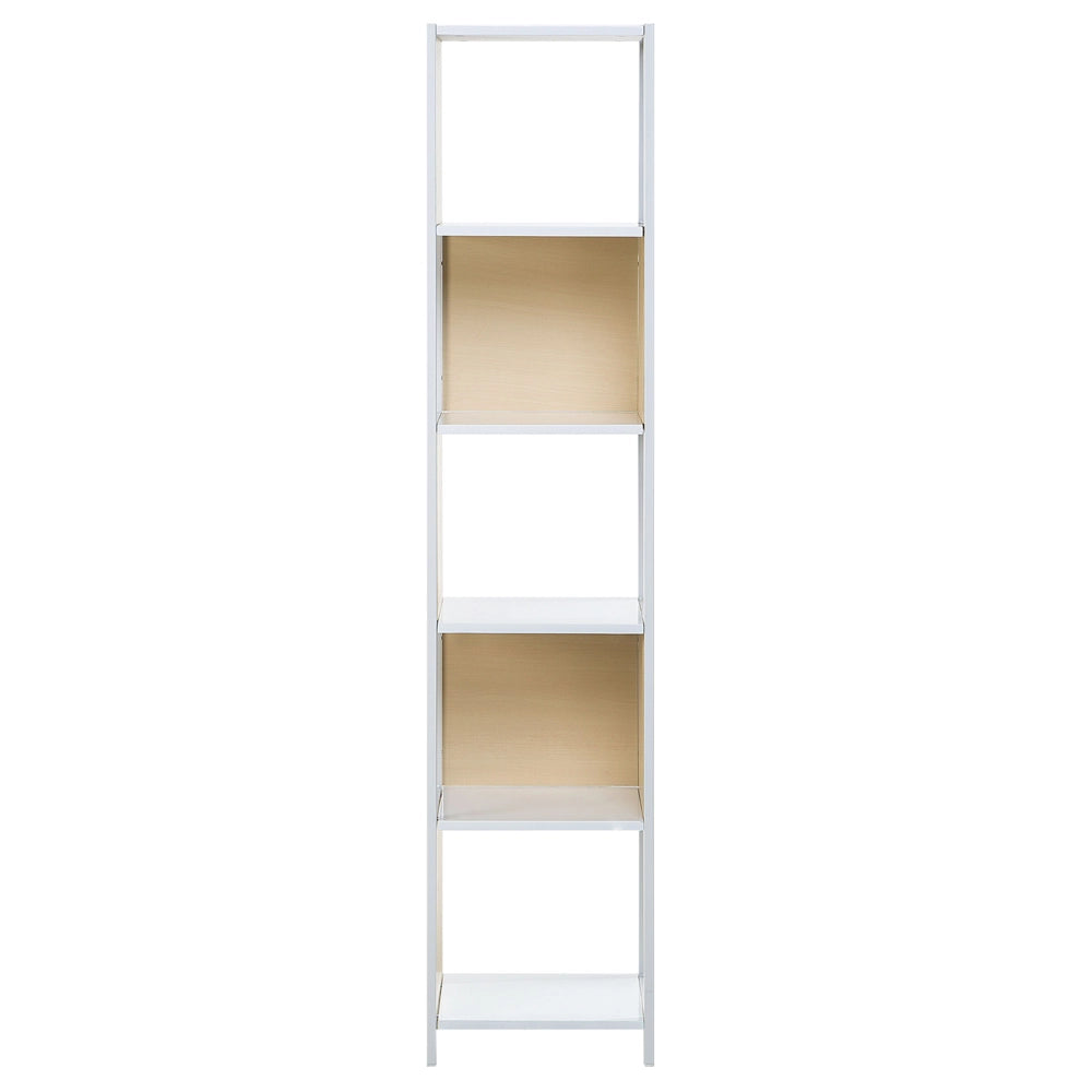Libreria bianca con legno chiaro 165 x 35 cm Scaffale a 5 ripiani Moderno e minimalista
