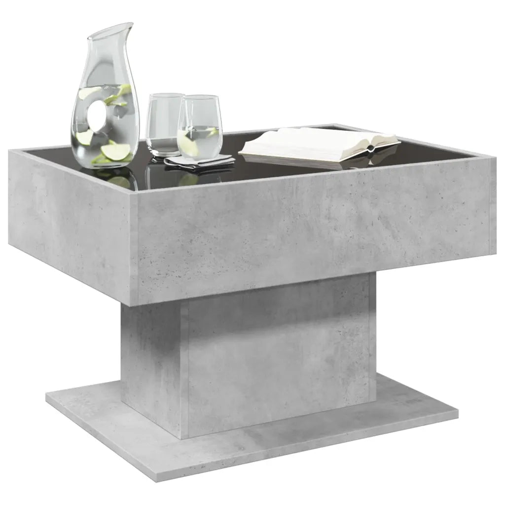 Tavolino salotto | Tavolino da caff¨¨ | Tavolino da Soggiorno con LED Grigio Cemento 70x50x45 cm Multistrato