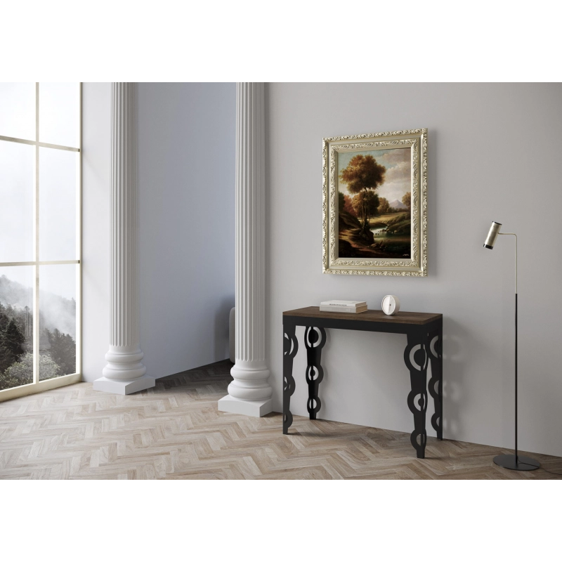 Consolle allungabile 90x40/300 cm Karamay Evolution telaio Antracite - Noce