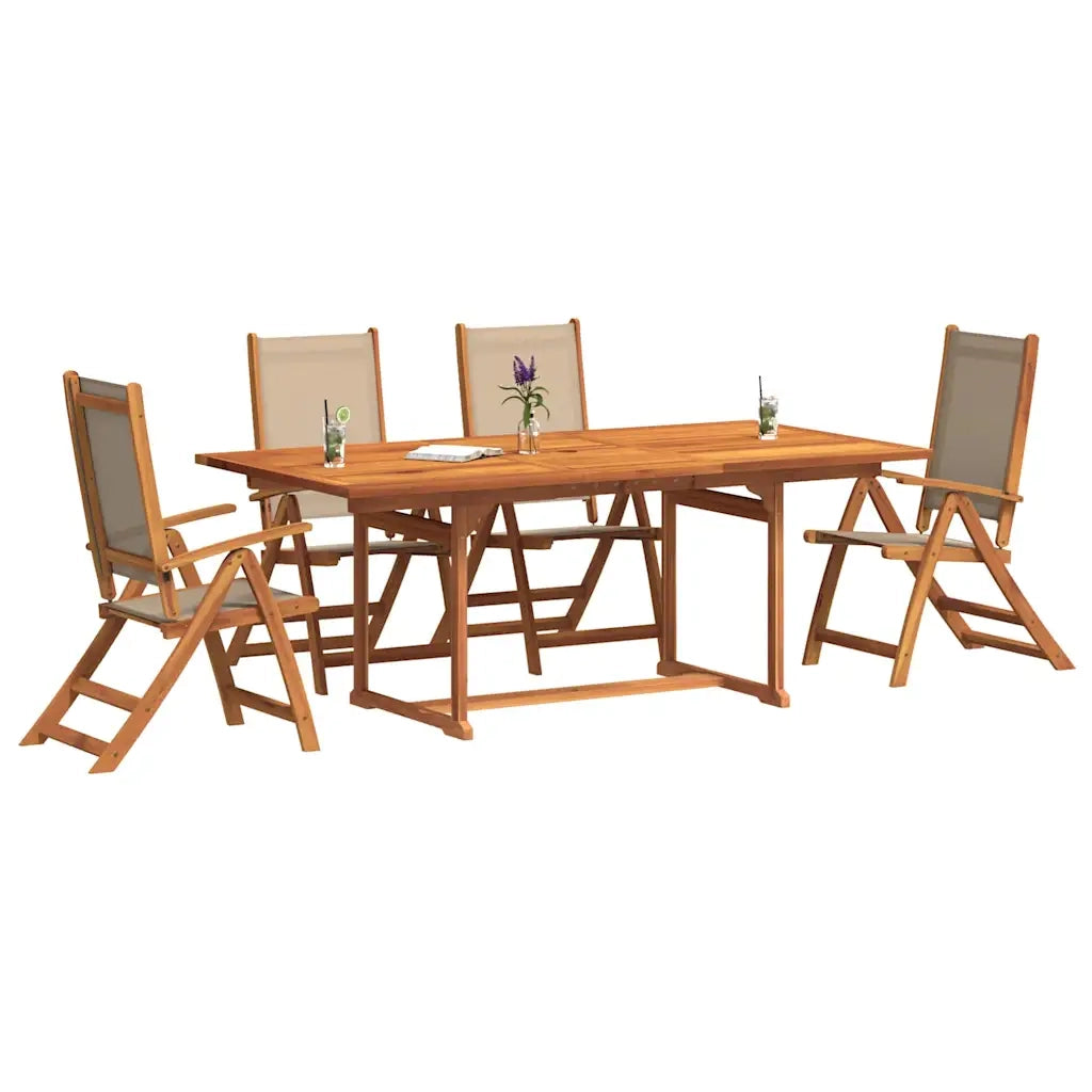 Set Pranzo da Giardino 5pz Legno Massello di Acacia e Textilene 3279316