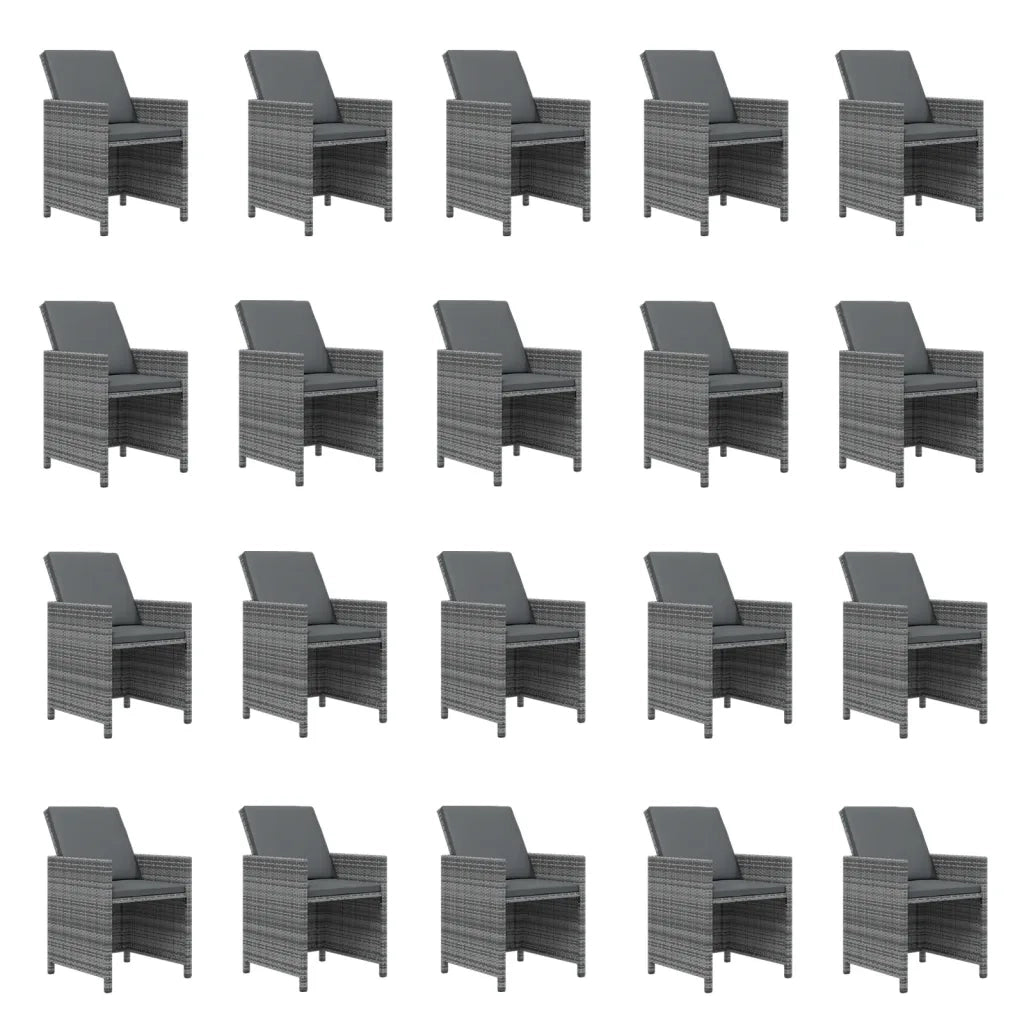 Set da Pranzo per Giardino 21pz con Cuscini Polyrattan Grigio 3095672